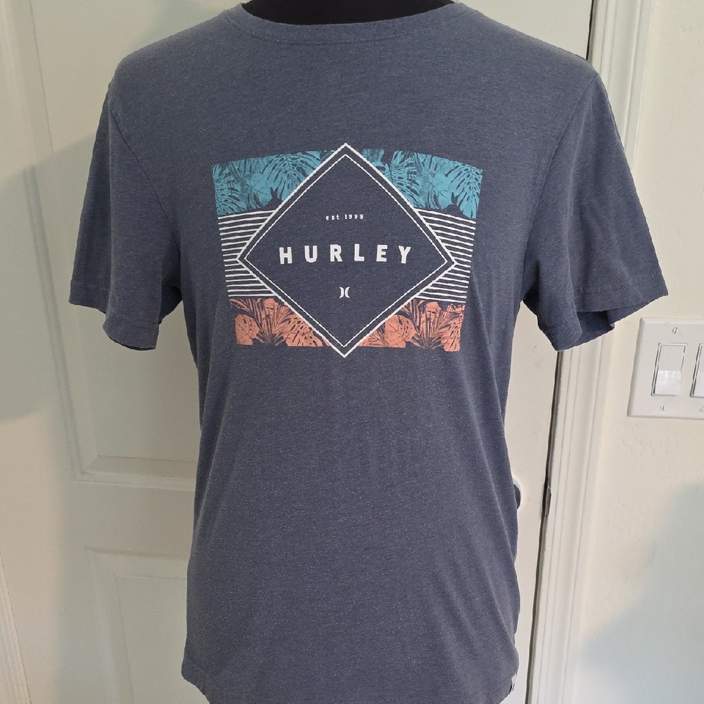 Hurley Navy Graphic Tee with Tropical Design